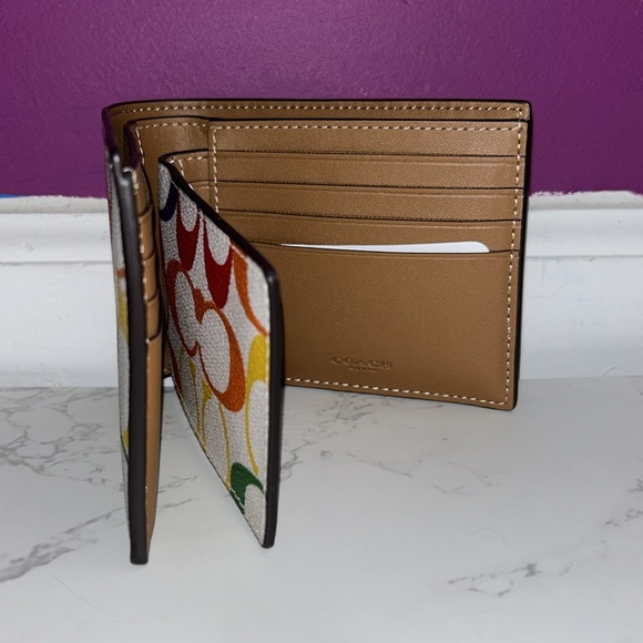 NWT COACH 3 in 1 Wallet in Rainbow Signature Canvas - Picture 6 of 8